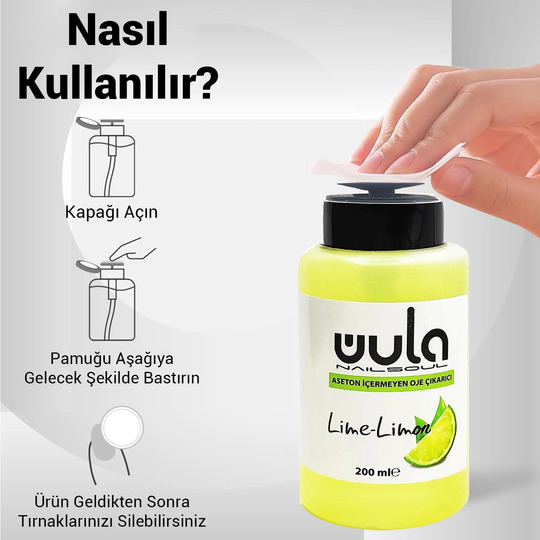 Pompalı Aseton İçermeyen Limon Kokulu Oje Çıkarıcı 200ml